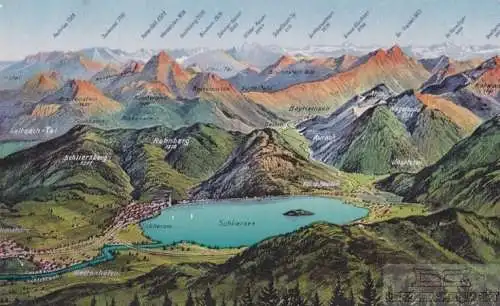 AK Panorama vom Schliersee. ca. 1927, Postkarte. Serien Nr, ca. 1927