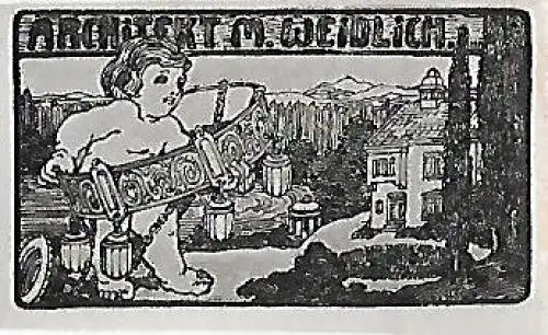 Original Druck Exlibris: Architekt M. Weidlich, Puti, Italien, gebraucht, gut