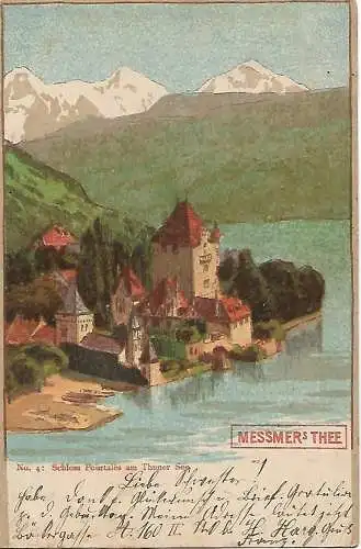 AK Schloss Pourtales am Thuner See. ca. 1905, Postkarte, gebraucht, gut