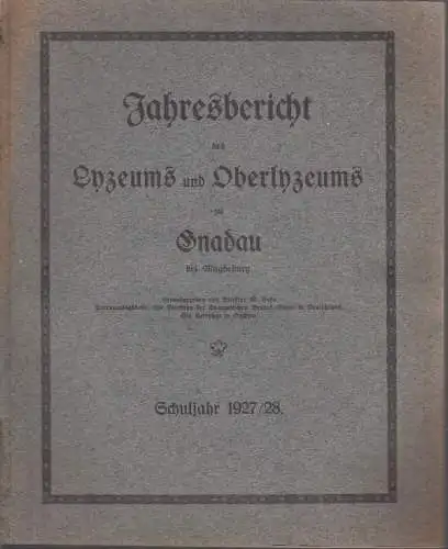 Buch: Jahresbericht des Lyzeums und Oberlyzeums zu Gnadau bei Magdeburg, Hafa