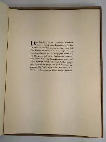 Faksimile: Goethe Gedichte mit Steinzeichnungen von Ernst Barlach, 1970