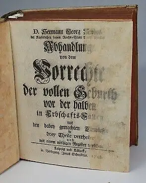 Buch: Abhandlung von dem Vorrechte der vollen Geburth, Grupen. 4 in 1 Bände