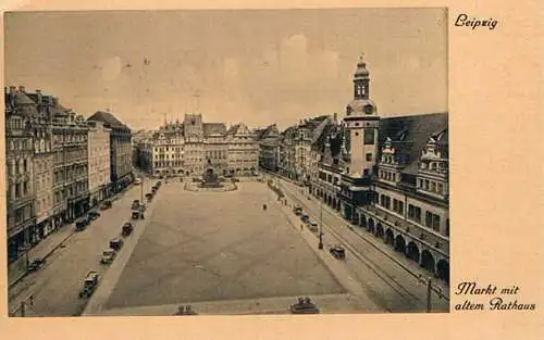 AK Leipzig. Markt mit altem Rathaus. ca. 1935, Postkarte. Nr. 8, 1935