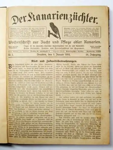 Der Kanarienzüchter. 34. Jahrgang 1914, Nr.1-53, Opitz, Wilhelm. 1914