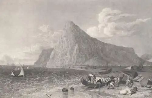 Stahlstich: Gibraltar. aus Meyers Universum. Kunstgrafik, 1850