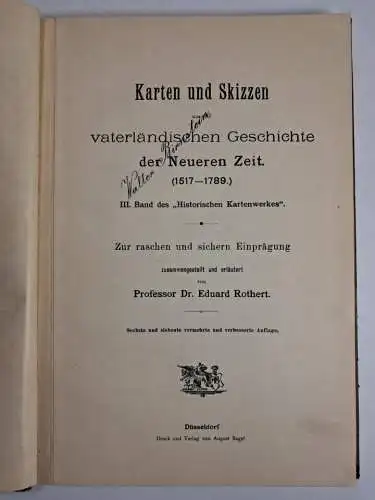 Buch: Karten und Skizzen aus der vaterländischen Geschichte ... , Eduard Rothert