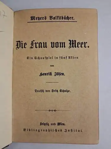 Buch: Die Frau vom Meer, Ein Schauspiel in fünf Akten, Henrik Ibsen