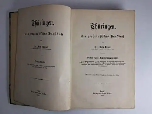 Buch: Thüringen Dritter Teil - Kulturgeographie, Fritz Regel, 1896, G. Fischer