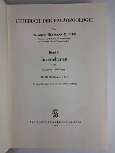 5 Bände Lehrbuch der Paläozoologie II + III Invertebraten, Müller, Fischer