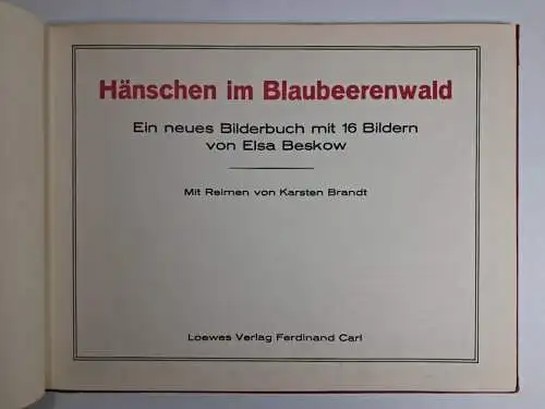 Buch: Hänschen im Blaubeerenwald, Karsten Brandt / Elsa Beskow, Loewes Verlag