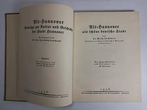 Buch: Alt-Hannover als schöne deutsche Stadt, Wilhelm Peßler, 1926, Eulemann