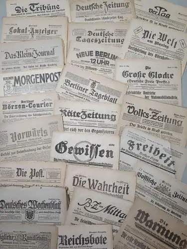 Sammlung 28 Tageszeitungen Januar 1920, Tribüne, Die rote Fahne, Post, Vorwärts