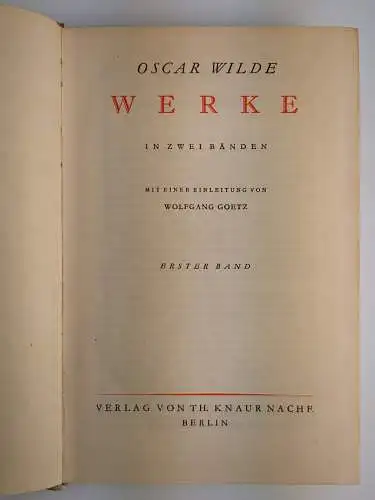 Buch: Oscar Wilde - Werke in zwei Bänden, Knaur Verlag, gebraucht, gut