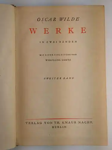 Buch: Oscar Wilde - Werke in zwei Bänden, Knaur Verlag, gebraucht, gut