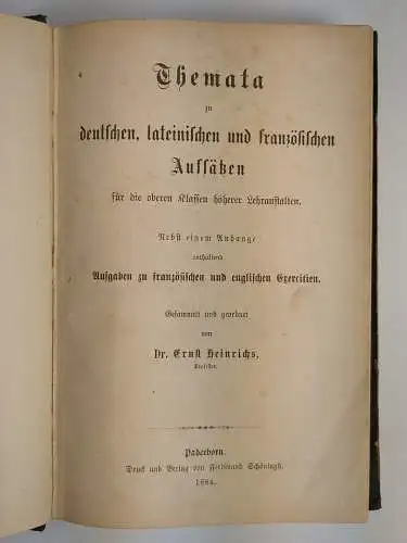 Buch: Themata zu deutschen, lateinischen und französischen Aufsätzen, Heinrichs