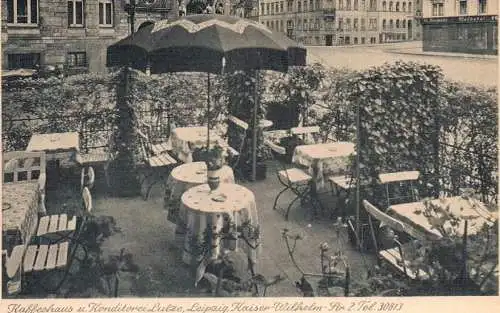 AK Kaffehaus u. Konditorei Lutze, Leipzig, Postkarte, Foto Hans Lindner