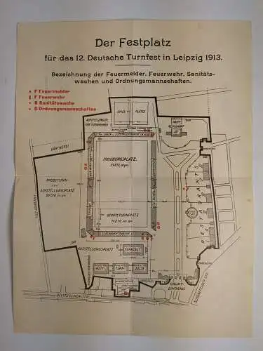 Faltblatt: Der Festplatz für das 12. Deutsche Turnfest in Leipzig 1913