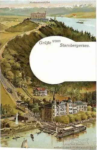 AK Grüße vom Starnbergersee. Rottmannshöhe. ca. 1912, Postkarte. Serien Nr