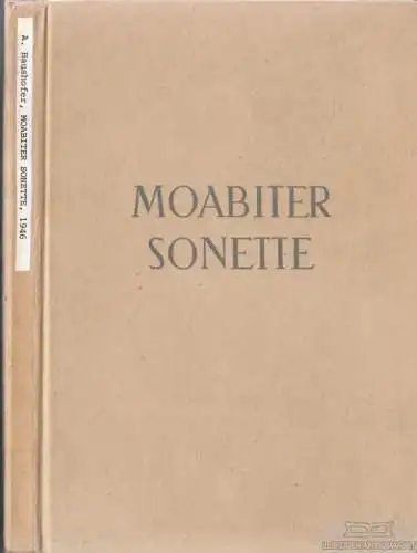 Buch: Moabitter Sonette, Haushofer, Albrecht. 1946, Lothar Blanvalet Verlag