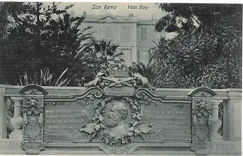 AK San Remo. Villa Zirio. ca. 1912, Postkarte. Serien Nr, ca. 1912