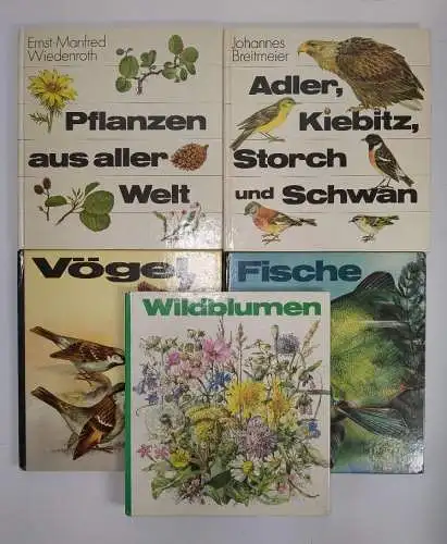 5 Bücher: Pflanzen aus aller Welt; Fische; Vögel; Wildblumen; Adler, Kiebitz ...