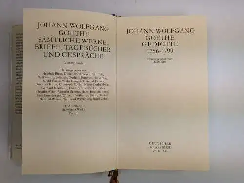 Buch: Goethe Sämtliche Werke Band 1+2 - Gedichte 1756-1799 / 1800-1832