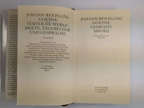 Buch: Goethe Sämtliche Werke Band 1+2 - Gedichte 1756-1799 / 1800-1832