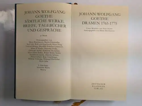 Buch: Goethe Sämtliche Werke Band 4 - Dramen 1765-1775, Deutscher Klassiker Vlg.