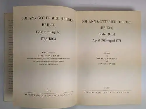 Buch: Johann Gottfried Herder  Briefe Gesamtausgabe 1763-1803, Band 1-9, Böhlaus