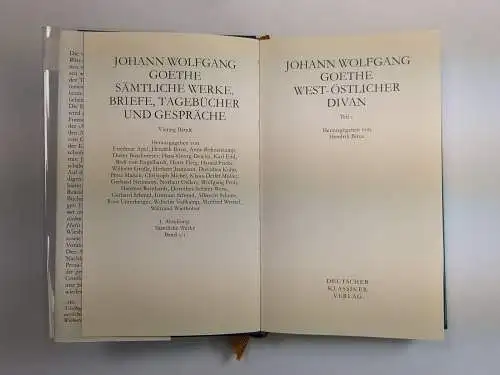 Buch: Goethe Sämtliche Werke Band 3 - West-östlicher Divan. Teil 1 & 2, 2 Bände