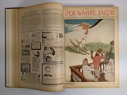 Der wahre Jacob Jahrgang 1908 Nr. 560-586, 25 Hefte, Heymann, Dietz, Nachbindung