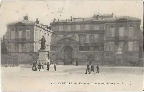 AK Merseille. Eviche et Statue de Mr. Belsunce. ca. 1908, Postkarte. Serien Nr