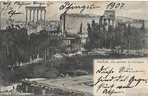 AK Baalbek. Vue generale de l Acropole. ca. 1907, Postkarte. Serien Nr, ca. 1907