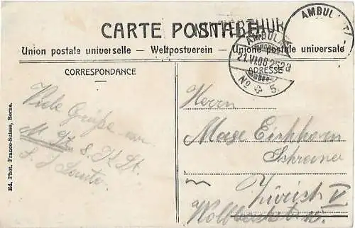 AK Winterthur. Stadthaus und Primarschule. ca. 1908, Postkarte. Ca. 1908