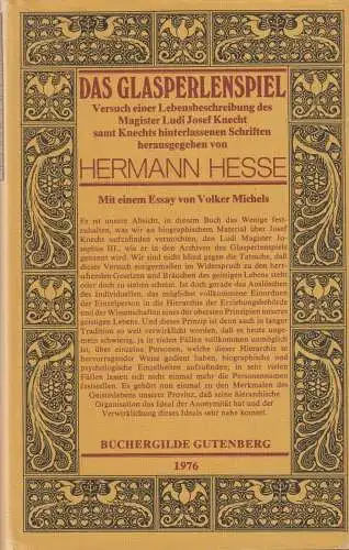 Buch: Das Glasperlenspiel, Hesse, Hermann, 1976, Büchergilde Gutenberg