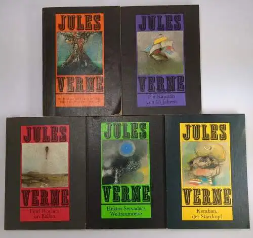 5 Bücher Jules Verne, Abenteuerromane, Verlag Neues Leben DDR, gebraucht, gut