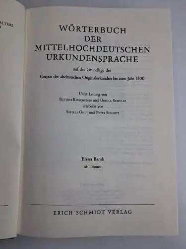 Buch: Wörterbuch der mittelhochdeutschen Urkundensprache, 3 Bände, 1994, Schmidt