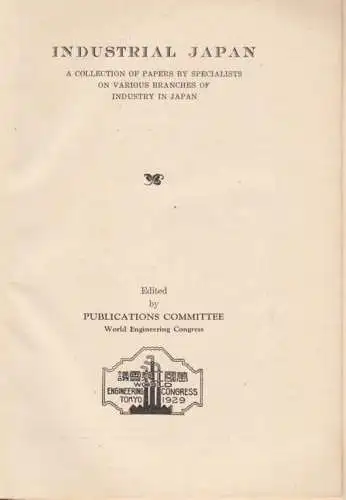 Buch: Industrial Japan, Kurahashi, Tojiro, u.a. 1929, Kokusai Shuppan Insatsusha