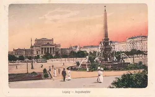 AK Leipzig. Augustusplatz. Litho ca. 1911, Postkarte. No. 8, 1911