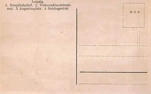 AK Leipzig. Hauptbahnhof. Völkerschlachtdenkmal. Augustusplatz... Postkarte