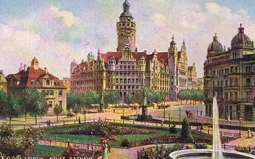 AK Leipzig. Neues Rathaus, Postkarte, Verlag Hermann Vogel, gebraucht, gut