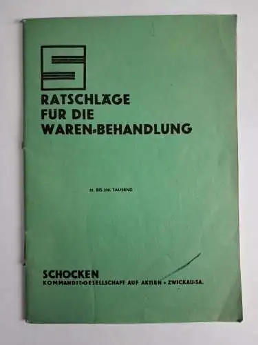 Buch: Ratschläge für die Waren-Behandlung, Schocken, Zwickau, 31.-230. Auflage