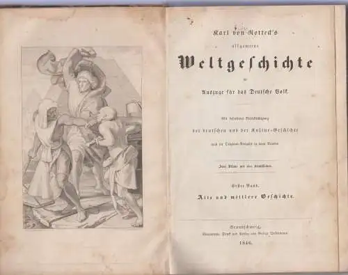 Buch: Allgemeine Weltgeschichte, Rotteck, Karl von, 2 Bände, 1846, Westermann