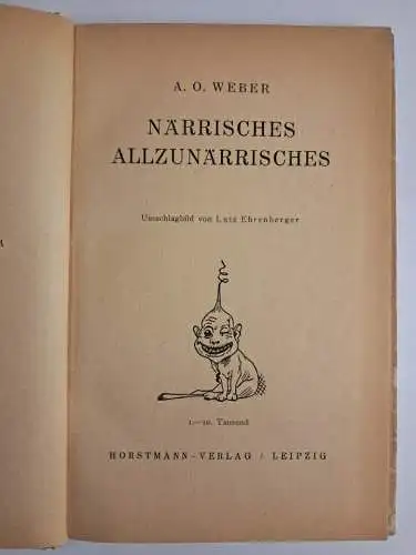 Buch: Närrisches - Allzunärrisches, A. O. Weber, 1924, Horstmann Verlag