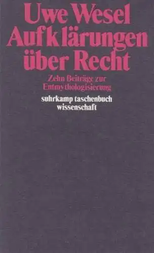 Buch: Aufklärungen über Recht, Wesel, Uwe, 1981, gebraucht, gut