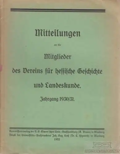 Buch: Mitteilungen an die Mitglieder des Vereins für hessische Geschichte...1932