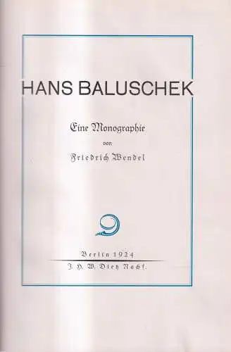 Buch: Hans Baluschek, Monographie von Friedrich Wendel, 1924, Dietz Verlag