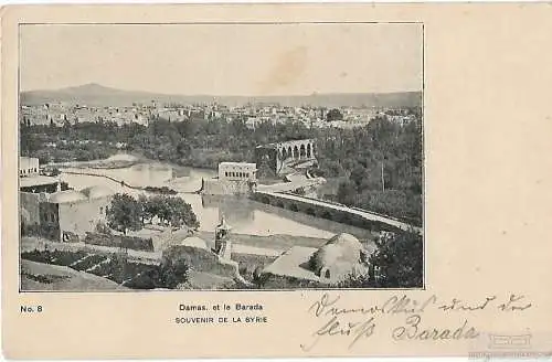 AK Damas. et le Barada. ca. 1912, Postkarte. Serien Nr, ca. 1912, gebraucht, gut