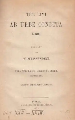 Buch: Titi Livi Ab Urbe Condita Libri, Livius, Titus. 1877