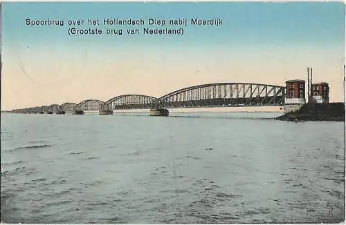 AK Spoorbrug over Hollandsch Diep nabij Moerdijk. ca. 1910, Postkarte. Serien Nr